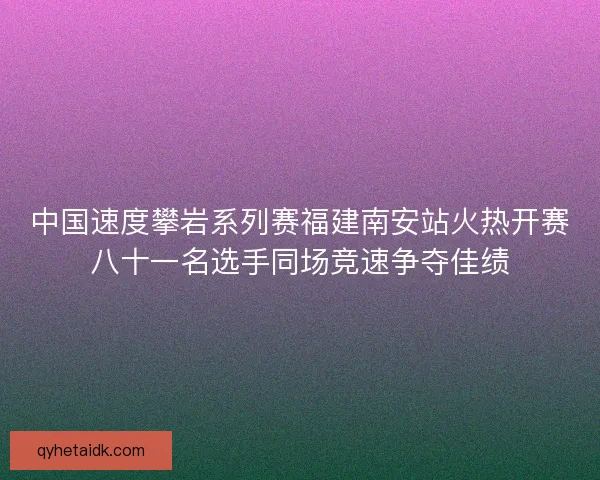 中国速度攀岩系列赛福建南安站火热开赛八十一名选手同场竞速争夺佳绩